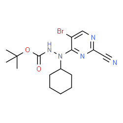 ChemSpider 2D Image | 2-Methyl-2-propanyl 2-(5-bromo-2-cyano-4-pyrimidinyl)-2-cyclohexylhydrazinecarboxylate | C16H22BrN5O2