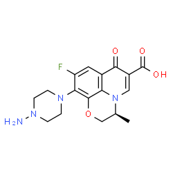 ChemSpider 2D Image | (3S)-10-(4-Amino-1-piperazinyl)-9-fluoro-3-methyl-7-oxo-2,3-dihydro-7H-[1,4]oxazino[2,3,4-ij]quinoline-6-carboxylic acid | C17H19FN4O4