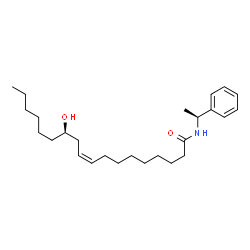ChemSpider 2D Image | (9Z,12R)-12-Hydroxy-N-[(1S)-1-phenylethyl]-9-octadecenamide | C26H43NO2