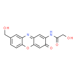 ChemSpider 2D Image | 2-Hydroxy-N-[8-(hydroxymethyl)-3-oxo-3H-phenoxazin-2-yl]acetamide | C15H12N2O5