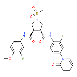 ChemSpider 2D Image | (3R,4R)-N-(3-Fluoro-4-methoxyphenyl)-N'-[2-fluoro-4-(2-oxo-1(2H)-pyridinyl)phenyl]-1-(methylsulfonyl)-3,4-pyrrolidinedicarboxamide | C25H24F2N4O6S