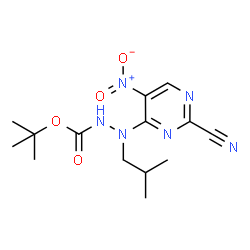 ChemSpider 2D Image | 2-Methyl-2-propanyl 2-(2-cyano-5-nitro-4-pyrimidinyl)-2-isobutylhydrazinecarboxylate | C14H20N6O4