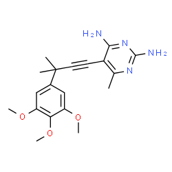 ChemSpider 2D Image | 6-Methyl-5-[3-methyl-3-(3,4,5-trimethoxyphenyl)-1-butyn-1-yl]-2,4-pyrimidinediamine | C19H24N4O3