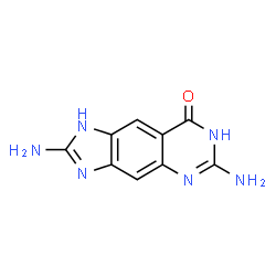 ChemSpider 2D Image | 2,6-diamino-3H,7H,8H-imidazo[4,5-g]quinazolin-8-one | C9H8N6O