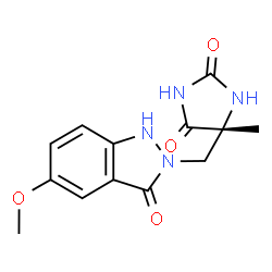 ChemSpider 2D Image | (5R)-5-[(5-Methoxy-3-oxo-1,3-dihydro-2H-indazol-2-yl)methyl]-5-methyl-2,4-imidazolidinedione | C13H14N4O4