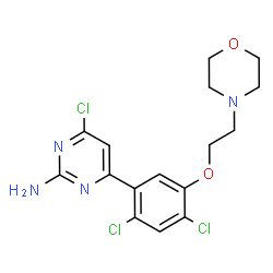 ChemSpider 2D Image | 4-chloro-6-[2,4-dichloro-5-(2-morpholin-4-ylethoxy)phenyl]pyrimidin-2-amine | C16H17Cl3N4O2