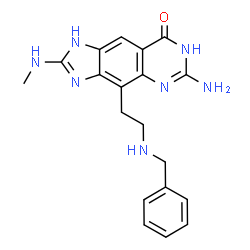 ChemSpider 2D Image | 6-Amino-4-[2-(benzylamino)ethyl]-2-(methylamino)-1,7-dihydro-8H-imidazo[4,5-g]quinazolin-8-one | C19H21N7O