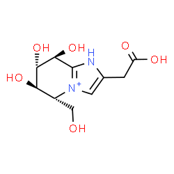ChemSpider 2D Image | (5R,6R,7S,8S)-2-(Carboxymethyl)-6,7,8-trihydroxy-5-(hydroxymethyl)-5,6,7,8-tetrahydro-1H-imidazo[1,2-a]pyridin-4-ium | C10H15N2O6