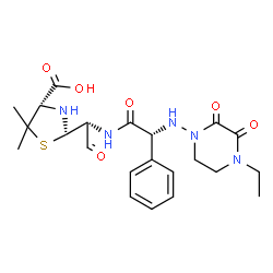 ChemSpider 2D Image | (2R,4S)-2-[(1R)-1-({(2R)-2-[(4-Ethyl-2,3-dioxo-1-piperazinyl)amino]-2-phenylacetyl}amino)-2-oxoethyl]-5,5-dimethyl-1,3-thiazolidine-4-carboxylic acid | C22H29N5O6S