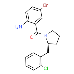 ChemSpider 2D Image | 4-bromo-2-{[(2R)-2-(2-chlorobenzyl)pyrrolidin-1-yl]carbonyl}aniline | C18H18BrClN2O