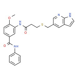 ChemSpider 2D Image | 4-Methoxy-N-phenyl-3-({3-[(1H-pyrrolo[2,3-b]pyridin-5-ylmethyl)sulfanyl]propanoyl}amino)benzamide | C25H24N4O3S