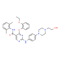 ChemSpider 2D Image | N-(2,6-Dimethylphenyl)-4-(2-ethoxyphenoxy)-2-({4-[4-(2-hydroxyethyl)-1-piperazinyl]phenyl}amino)-5-pyrimidinecarboxamide | C33H38N6O4
