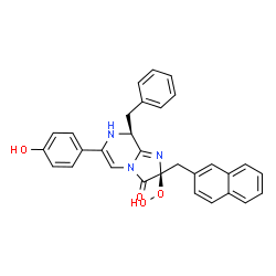 ChemSpider 2D Image | (2S,8R)-8-BENZYL-2-HYDROPEROXY-6-(4-HYDROXYPHENYL)-2-(2-NAPHTHYLMETHYL)-7,8-DIHYDROIMIDAZO[1,2-A]PYRAZIN-3(2H)-ONE | C30H25N3O4
