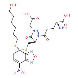 ChemSpider 2D Image | L-gamma-Glutamyl-S-{(4R)-4-[(6-hydroxyhexyl)sulfanyl]-7-nitro-4,5-dihydro-2,1,3-benzoxadiazol-4-yl}-L-cysteinylglycine | C22H32N6O10S2