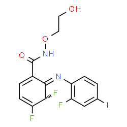 ChemSpider 2D Image | (5S)-4,5-difluoro-6-[(2-fluoro-4-iodophenyl)imino]-N-(2-hydroxyethoxy)cyclohexa-1,3-diene-1-carboxamide | C15H12F3IN2O3
