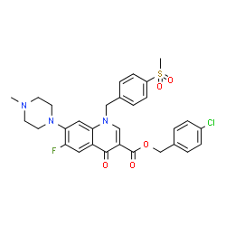 ChemSpider 2D Image | 4-Chlorobenzyl 6-fluoro-7-(4-methyl-1-piperazinyl)-1-[4-(methylsulfonyl)benzyl]-4-oxo-1,4-dihydro-3-quinolinecarboxylate | C30H29ClFN3O5S