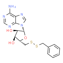 ChemSpider 2D Image | (2R,3R,4S,5S)-2-(6-Amino-9H-purin-9-yl)-5-[(benzyldisulfanyl)methyl]tetrahydro-3,4-furandiol | C17H19N5O3S2