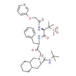ChemSpider 2D Image | (3S,4aS,8aS)-N-(2-Methyl-2-propanyl)-2-[(3S)-3-({3-(methylsulfonyl)-N-[(3-pyridinyloxy)acetyl]-L-valyl}amino)-2-oxo-4-phenylbutyl]decahydro-3-isoquinolinecarboxamide | C37H53N5O7S