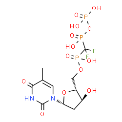ChemSpider 2D Image | 5'-O-[{Difluoro[hydroxy(phosphonooxy)phosphoryl]methyl}(hydroxy)phosphoryl]thymidine | C11H17F2N2O13P3