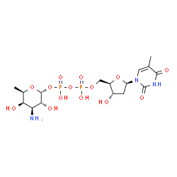 ChemSpider 2D Image | dTDP-3-amino-3,6-dideoxy-alpha-D-galactopyranose | C16H27N3O14P2