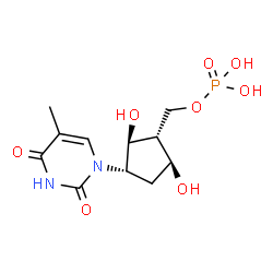 ChemSpider 2D Image | [(1R,2S,3S,5S)-2,5-Dihydroxy-3-(5-methyl-2,4-dioxo-3,4-dihydro-1(2H)-pyrimidinyl)cyclopentyl]methyl dihydrogen phosphate | C11H17N2O8P
