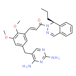 ChemSpider 2D Image | 5-(3,4-Dimethoxy-5-{(1e)-3-Oxo-3-[(1s)-1-Propylphthalazin-2(1h)-Yl]prop-1-En-1-Yl}benzyl)pyrimidine-2,4-Diamine | C27H30N6O3