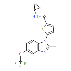 ChemSpider 2D Image | N-Cyclopropyl-5-[2-methyl-5-(trifluoromethoxy)-1H-benzimidazol-1-yl]-2-thiophenecarboxamide | C17H14F3N3O2S