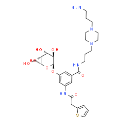 ChemSpider 2D Image | N-{3-[4-(3-Aminopropyl)-1-piperazinyl]propyl}-3-(alpha-D-galactopyranosyloxy)-5-[(2-thienylacetyl)amino]benzamide | C29H43N5O8S