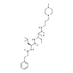 ChemSpider 2D Image | Benzyl [(1s)-1-{[(1s,2s)-1-Ethyl-2-Hydroxy-3-{[3-(4-Methylpiperazin-1-Yl)propyl]amino}-3-Oxopropyl]carbamoyl}-3-Methylbutyl]carbamate | C27H45N5O5