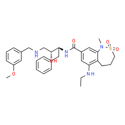 ChemSpider 2D Image | N-{(1s,2r)-1-Benzyl-2-Hydroxy-3-[(3-Methoxybenzyl)amino]propyl}-6-(Ethylamino)-1-Methyl-1,3,4,5-Tetrahydro-2,1-Benzothiazepine-8-Carboxamide 2,2-Dioxide | C31H40N4O5S