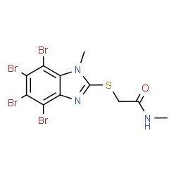 ChemSpider 2D Image | N-Methyl-2-[(4,5,6,7-tetrabromo-1-methyl-1H-benzimidazol-2-yl)sulfanyl]acetamide | C11H9Br4N3OS