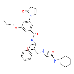 ChemSpider 2D Image | N-[(1s,2r)-1-Benzyl-3-{[(1s)-2-(Cyclohexylamino)-1-Methyl-2-Oxoethyl]amino}-2-Hydroxypropyl]-3-(2-Oxo-2,3-Dihydro-1h-Pyrrol-1-Yl)-5-Propoxybenzamide | C33H44N4O5