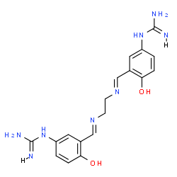 ChemSpider 2D Image | 1,1'-{1,2-Ethanediylbis[nitrilo(E)methylylidene(4-hydroxy-3,1-phenylene)]}diguanidine | C18H22N8O2