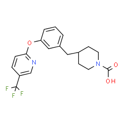 ChemSpider 2D Image | 4-(3-{[5-(Trifluoromethyl)-2-pyridinyl]oxy}benzyl)-1-piperidinecarboxylic acid | C19H19F3N2O3