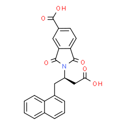 ChemSpider 2D Image | 2-[(2R)-1-Carboxy-3-(1-naphthyl)-2-propanyl]-1,3-dioxo-5-isoindolinecarboxylic acid | C23H17NO6