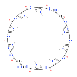 ChemSpider 2D Image | (23R,52R)-23,52-Diamino-5,11,17,28,34,40,46,57-octamethyl-2,5,8,11,14,17,20,25,28,31,34,37,40,43,46,49,54,57,60,64-icosaazanonacyclo[54.2.1.1~4,7~.1~10,13~.1~16,19~.1~27,30~.1~33,36~.1~39,42~.1~45,48~
]hexahexaconta-1(58),4(66),6,10(65),12,16(64),18,27(63),29,33(62),35,39(61),41,45(60),47,56(59)-hexadecaene-3,9,15,21,26,32,38,44,50,55-decone | C54H62N22O10