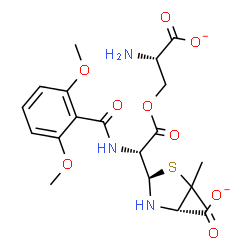 ChemSpider 2D Image | (2R,4S)-2-[(1R)-2-[(2S)-2-amino-2-carboxylato-ethoxy]-1-[(2,6-dimethoxybenzoyl)amino]-2-oxo-ethyl]-5,5-dimethyl-thiazolidine-4-carboxylate | C20H25N3O9S