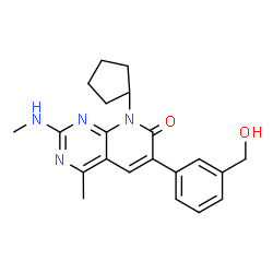 ChemSpider 2D Image | 8-Cyclopentyl-6-[3-(hydroxymethyl)phenyl]-4-methyl-2-(methylamino)pyrido[2,3-d]pyrimidin-7(8H)-one | C21H24N4O2