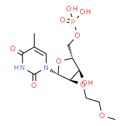 ChemSpider 2D Image | 2'-O-(2-Methoxyethyl)-5-methyluridine 5'-(dihydrogen phosphate) | C13H21N2O10P