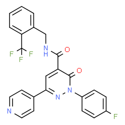 ChemSpider 2D Image | 2-(4-Fluorophenyl)-3-Oxo-6-Pyridin-4-Yl-N-[2-(Trifluoromethyl)benzyl]-2,3-Dihydropyridazine-4-Carboxamide | C24H16F4N4O2