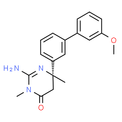 ChemSpider 2D Image | (6S)-2-Amino-6-(3'-methoxy-3-biphenylyl)-3,6-dimethyl-5,6-dihydro-4(3H)-pyrimidinone | C19H21N3O2