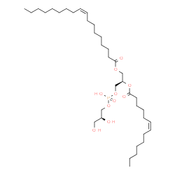 ChemSpider 2D Image | (2R)-3-({[(2S)-2,3-Dihydroxypropoxy](hydroxy)phosphoryl}oxy)-2-[(6Z)-6-tridecenoyloxy]propyl (9Z)-9-octadecenoate | C37H69O10P
