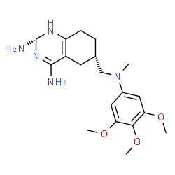 ChemSpider 2D Image | (2R,6S)-6-{[Methyl(3,4,5-trimethoxyphenyl)amino]methyl}-1,2,5,6,7,8-hexahydro-2,4-quinazolinediamine | C19H29N5O3