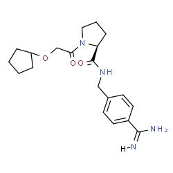 ChemSpider 2D Image | N-(4-Carbamimidoylbenzyl)-1-[(cyclopentyloxy)acetyl]-L-prolinamide | C20H28N4O3