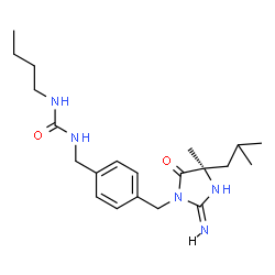 ChemSpider 2D Image | 1-Butyl-3-(4-{[(2Z,4R)-2-imino-4-isobutyl-4-methyl-5-oxo-1-imidazolidinyl]methyl}benzyl)urea | C21H33N5O2