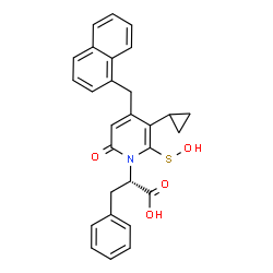 ChemSpider 2D Image | (2S)-2-[5-Cyclopropyl-6-(hydroxysulfanyl)-4-(1-naphthylmethyl)-2-oxo-1(2H)-pyridinyl]-3-phenylpropanoic acid | C28H25NO4S