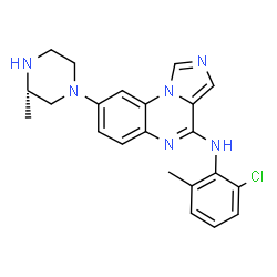 ChemSpider 2D Image | N-(2-Chloro-6-methylphenyl)-8-[(3S)-3-methyl-1-piperazinyl]imidazo[1,5-a]quinoxalin-4-amine | C22H23ClN6
