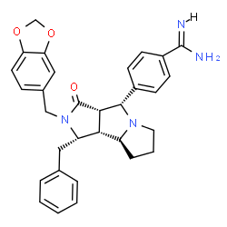 ChemSpider 2D Image | 4-[(1S,3aS,4R,8aS,8bR)-2-(1,3-Benzodioxol-5-ylmethyl)-1-benzyl-3-oxodecahydropyrrolo[3,4-a]pyrrolizin-4-yl]benzenecarboximidamide | C31H32N4O3