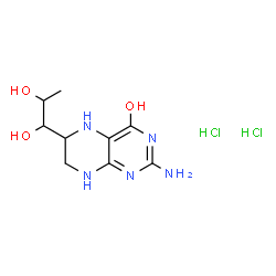 ChemSpider 2D Image | 2-Amino-6-(1,2-dihydroxypropyl)-5,6,7,8-tetrahydro-4(1H)-pteridinone dihydrochloride | C9H17Cl2N5O3