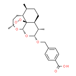 ChemSpider 2D Image | 4-({[(1R,4R,5S,8S,9S,10R,12R,13S)-1,5,9-Trimethyl-11,14,15,16-tetraoxatetracyclo[10.3.1.0~4,13~.0~8,13~]hexadec-10-yl]oxy}methyl)benzoic acid | C23H30O7
